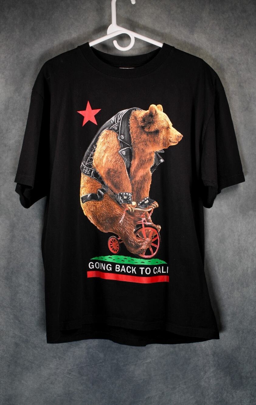 Shaka Wear Going Back To Cali Bear T-Shirt Men XL Black Heavyweight Graphic Tee